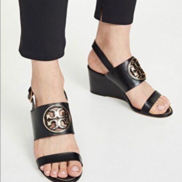 Tory Burch Metal Miller 65MM Wedge Sandal Heel 7.5 - Picture 2 of 12